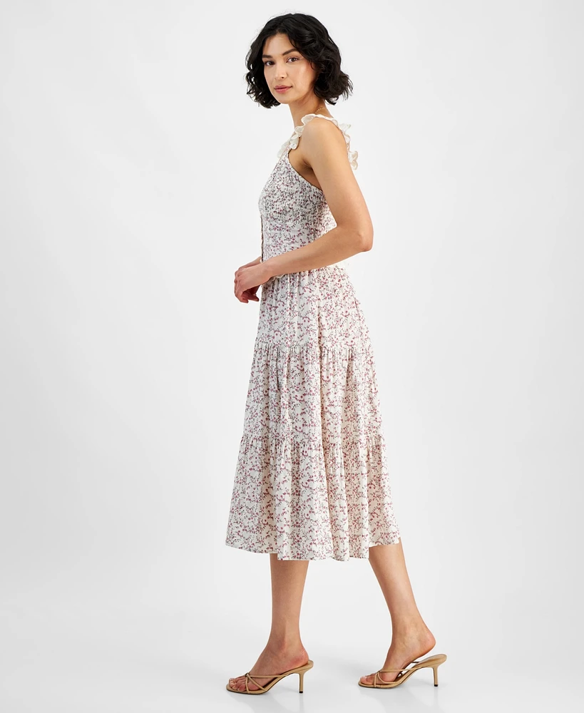 And Now This Women's Floral Tiered Lace-Trim Midi Dress, Created for Macy's