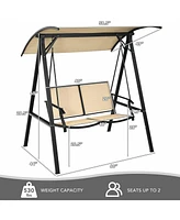 Vebreda 2 Person Patio Swing with Weather Resistant Glider and Adjustable Canopy