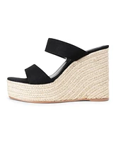 Smash Women's Luna Two-Strap Slide Espadrille Wedge Sandals