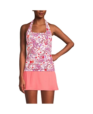 Lands' End Women's D-Cup Chlorine Resistant Square Neck Halter Tankini Swimsuit Top
