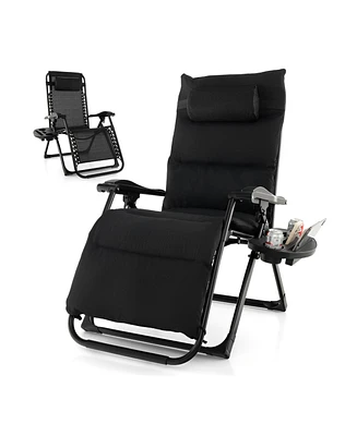 Inolait Adjustable Metal Zero Gravity Lounge Chair with Removable Cushion and Cup Holder Tray