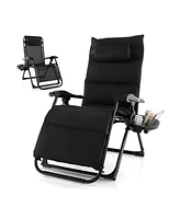 Sugift Adjustable Metal Zero Gravity Lounge Chair with Removable Cushion and Cup Holder Tray