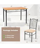 Sugift 5 Pieces Dining Set Wooden Table and 4 Cushioned Chairs