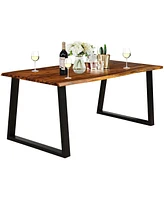 Sugift Rectangular Acacia Wood Dining Table