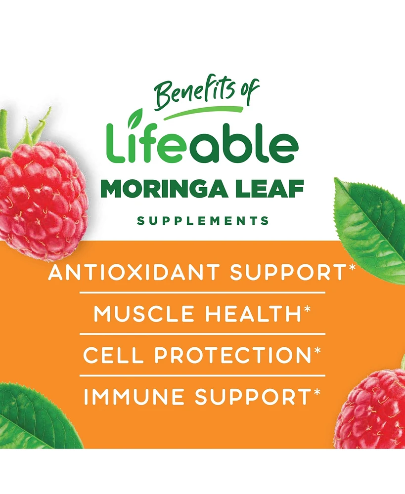 Lifeable Moringa Leaf Extract 4,000 mg Gummies - Superfood Immunity Boost - Great Tasting Natural Flavor, Herbal Supplement Vitamins - 60 Gummies
