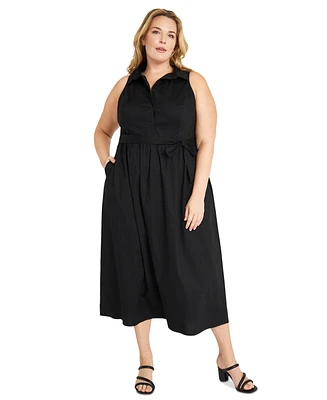 Maggy London Plus Size Belted Shirtdress