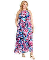 Maggy London Plus Printed Halter Maxi Dress