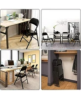 Sugift Outdoor/Indoor Black Vinyl Padded Folding Dining Chair (Set of 4)