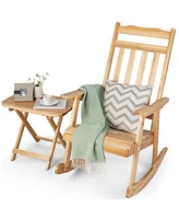 Sugift Front Porch Rocking Chair and Foldable Table Set for Outdoors