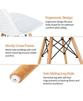 Sugift 2 Pieces Modern Plastic Hollow Chair Set with Wood Leg