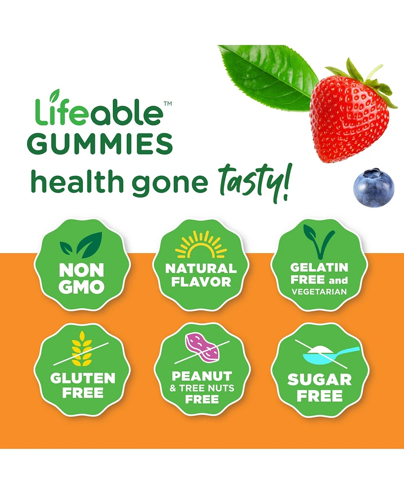 Lifeable Sugar Free Vitamin B12 for Kids 1,000 mcg Gummies - Energy, Mood, And Metabolism - Great Tasting, Dietary Supplement Vitamins - 60 Gummies