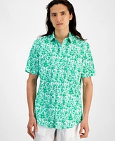 Club Room Men's Iris Regular-Fit Stretch Floral Button-Down Poplin Shirt, Created for Macy's