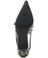 Madden Girl Krystall Rhinestone Pointed-Toe Slingback Kitten-Heel Pumps