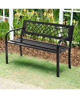 Sugift Bench Deck with Steel Frame for outdoor