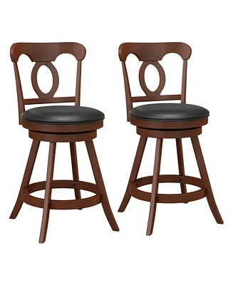 Sugift Set of 2 24 Inch Swivel Bar Stools with Footrest