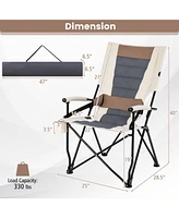 Sugift Folding Camping Chair with Cup Holder Armrest and Lumbar Pillow