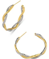 Kendra Scott Two-Tone Medium Interwoven Herringbone Chain C-Hoop Earrings, 1.4"