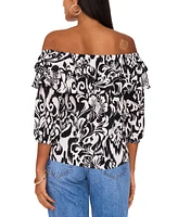 Sam & Jess Women's Printed Tiered-Ruffle Off-The-Shoulder Top