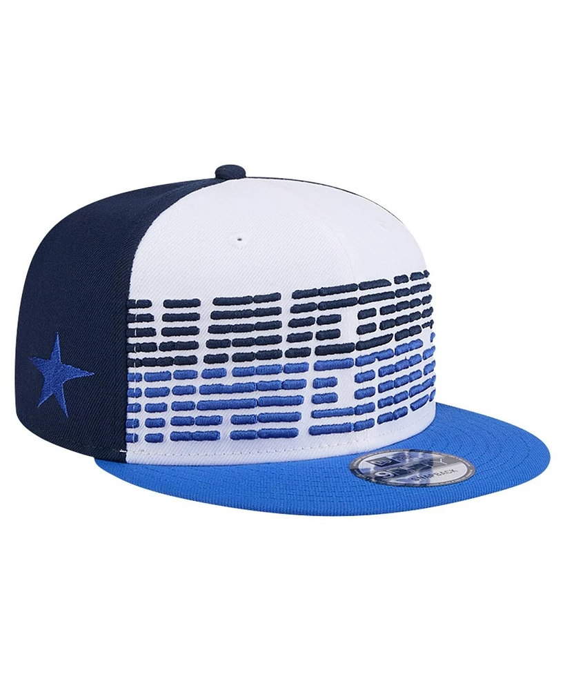 New Era Men's White/Blue Dallas Mavericks Throwback Gradient Tech Font 9fifty Snapback Hat