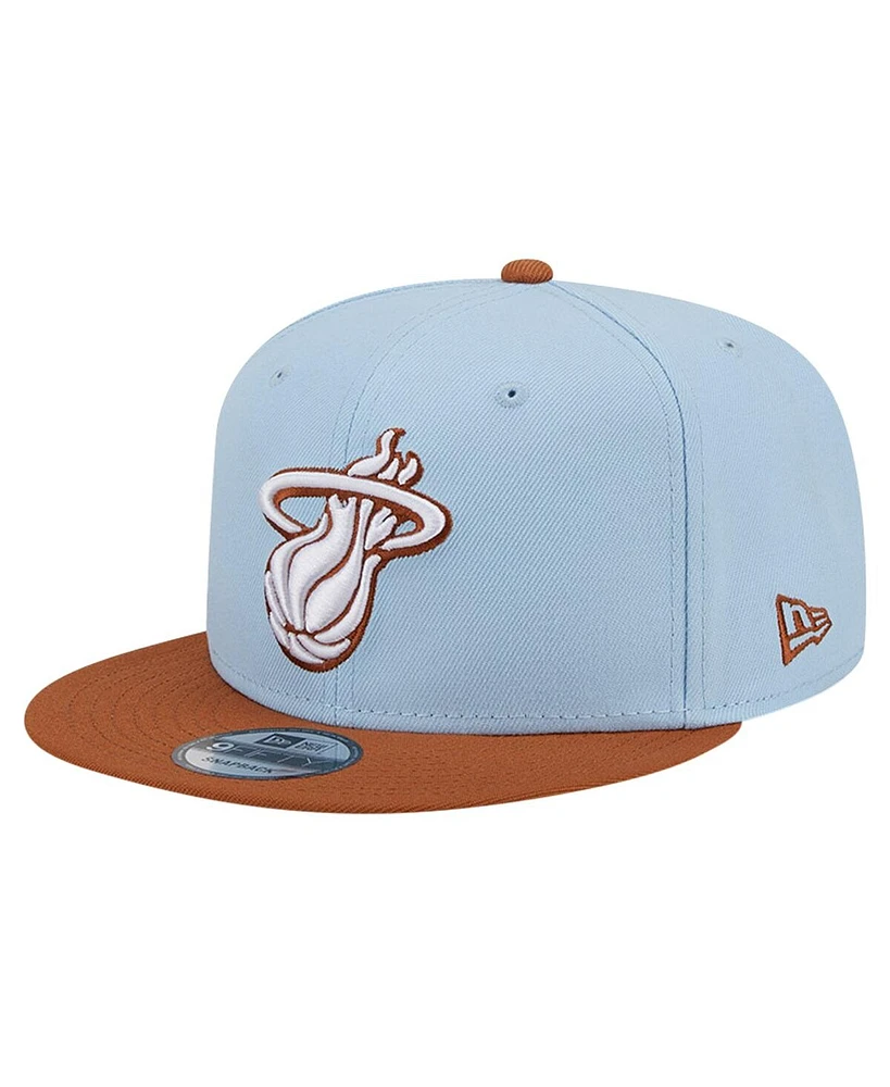 New Era Men's Light Blue/ Miami Heat 2-Tone Color Pack 9fifty Snapback Hat