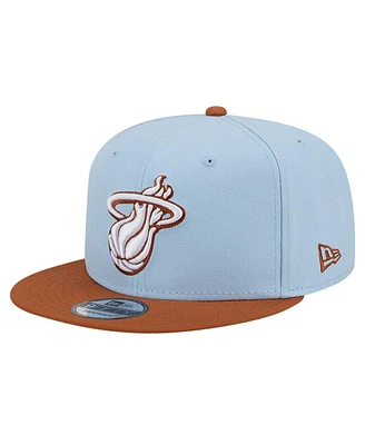 New Era Men's Light Blue/ Miami Heat 2-Tone Color Pack 9fifty Snapback Hat