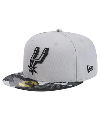 New Era Men's Gray San Antonio Spurs Active Color Camo Visor 59fifty Fitted Hat