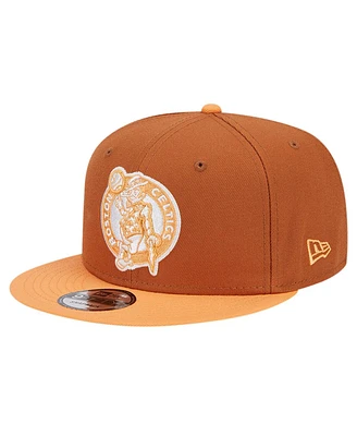 New Era Men's Brown/Orange Boston Celtics 2-Tone Color Pack 9fifty Snapback Hat