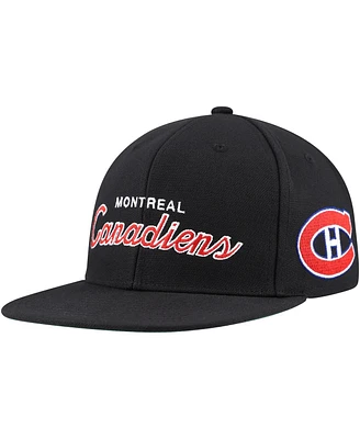 Mitchell Ness Men's Black Montreal Canadiens Core Team Script 2.0 Snapback Hat