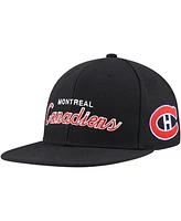 Mitchell Ness Men's Black Montreal Canadiens Core Team Script 2.0 Snapback Hat