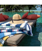 Aston and Arden Oversized Extra Thick Luxury Beach Towel (35x70 in., 600 Gsm), Pinstriped, Soft Ringspun Cotton Resort