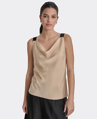 Dkny Women's Cowlneck Sleeveless Colorblocked-Strap Tank Top