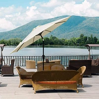 Deluxe 9 Ft Outdoor Market Table Patio Umbrella With Button Tilt