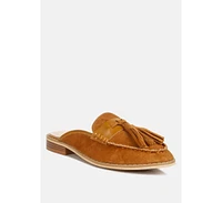 Rag & Co Edmanda Womens Tassle Detail Leather Mules