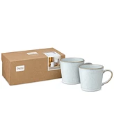 Denby White Speckle Collection Stoneware Mugs, Set of 2