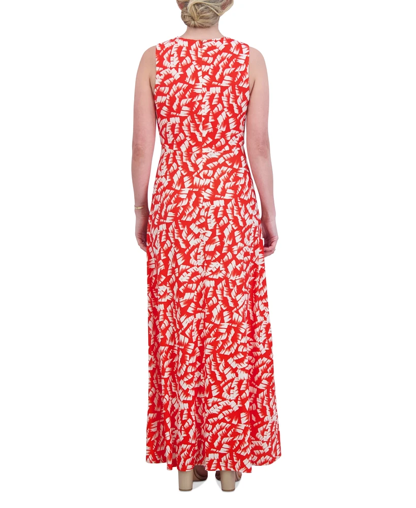 Jessica Howard Women's Printed Ruched Maxi Dress