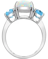 Lab Grown Opal & Sky Blue Topaz (2 ct. t.w.) Ring in Sterling Silver