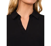 CeCe Women's Sleeveless Polo-Collar Solid-Knit Top
