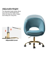 Hulala Home Modern Velvet Office Chair with Adjustable Swivel for Study Vanity
