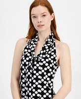 Tommy Hilfiger Women's Dot-Print Tie V-Neck Mini Dress