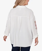 Ruby Rd. Plus Solid Embroidered Crepe Top