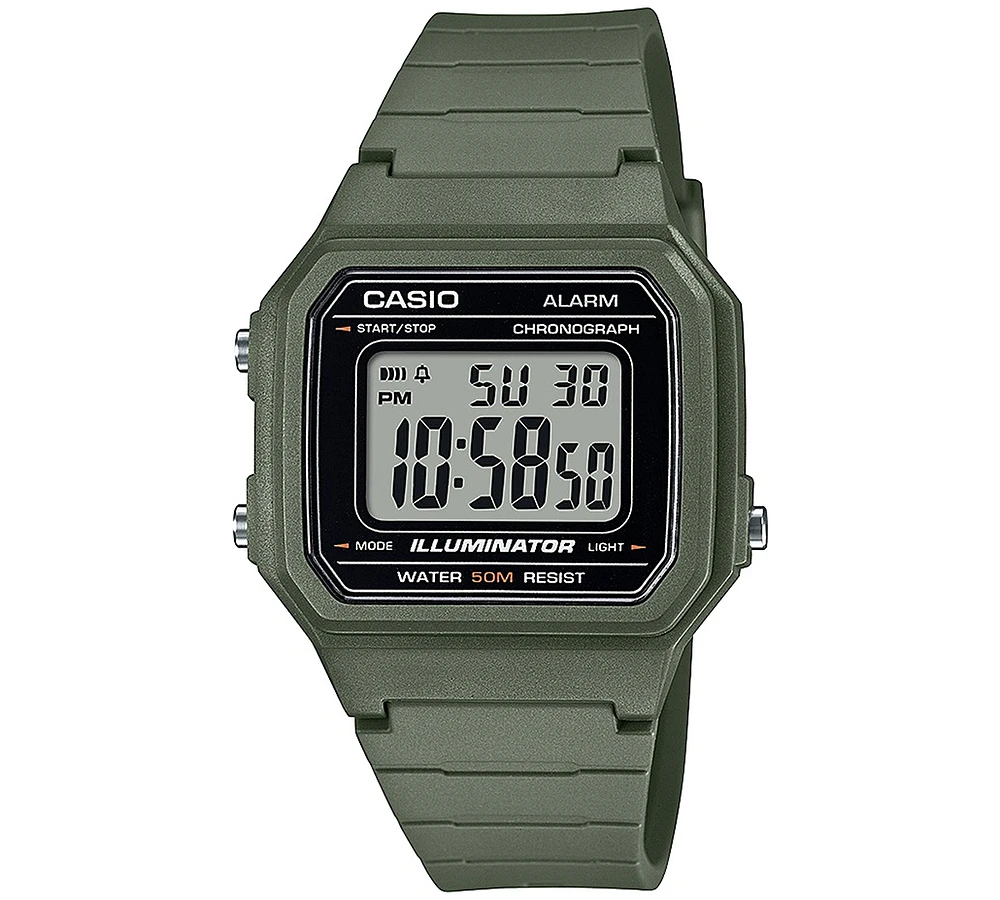 Casio Men's Digital Green Resin Strap Watch 41mm, W217H-3AV