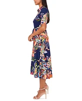 Msk Women's Floral-Print Midi Dress
