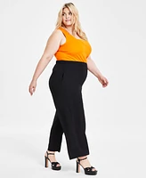 Bar Iii Trendy Plus Flat-Front Wide-Leg Pants, Created for Macy's