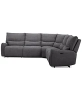 Olper 5-Pc. Fabric Zero Wall Sectional Sofa with Two Power Motion Pieces, Created for Macy's