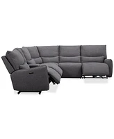 Olper -Pc. Fabric Zero Wall Sectional Sofa with Three Power Motion Pieces & Console