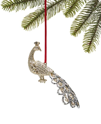 Holiday Lane Jeweled Elegance Glittered Peacock Ornament, Exclusively at Macy's