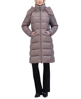 Tahari Women's Shine Faux-Fur-Trim Hooded Puffer Coat