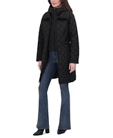 Tahari Women's Bibbed Hooded Quilted Coat