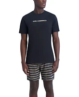 Karl Lagerfeld Paris Men's Slim-Fit Textured Stripe 7-1/2" Drawstring Shorts