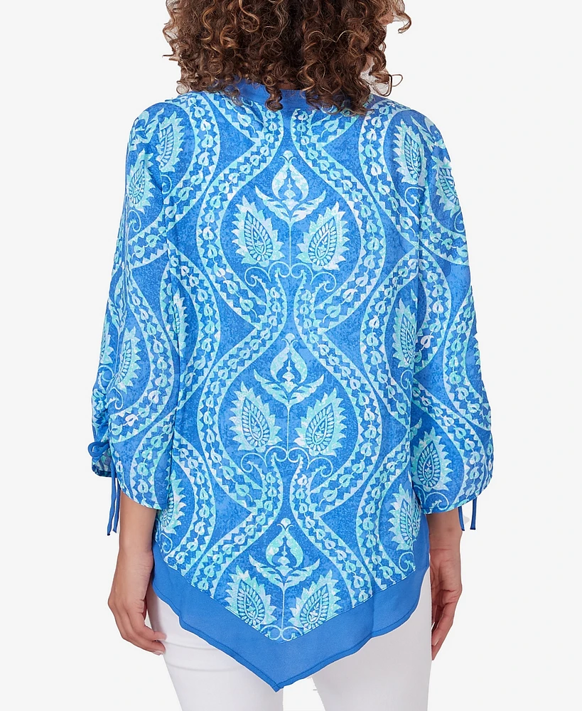Ruby Rd. Petite Polynesian Bali Pull Over Pointed Hem Top